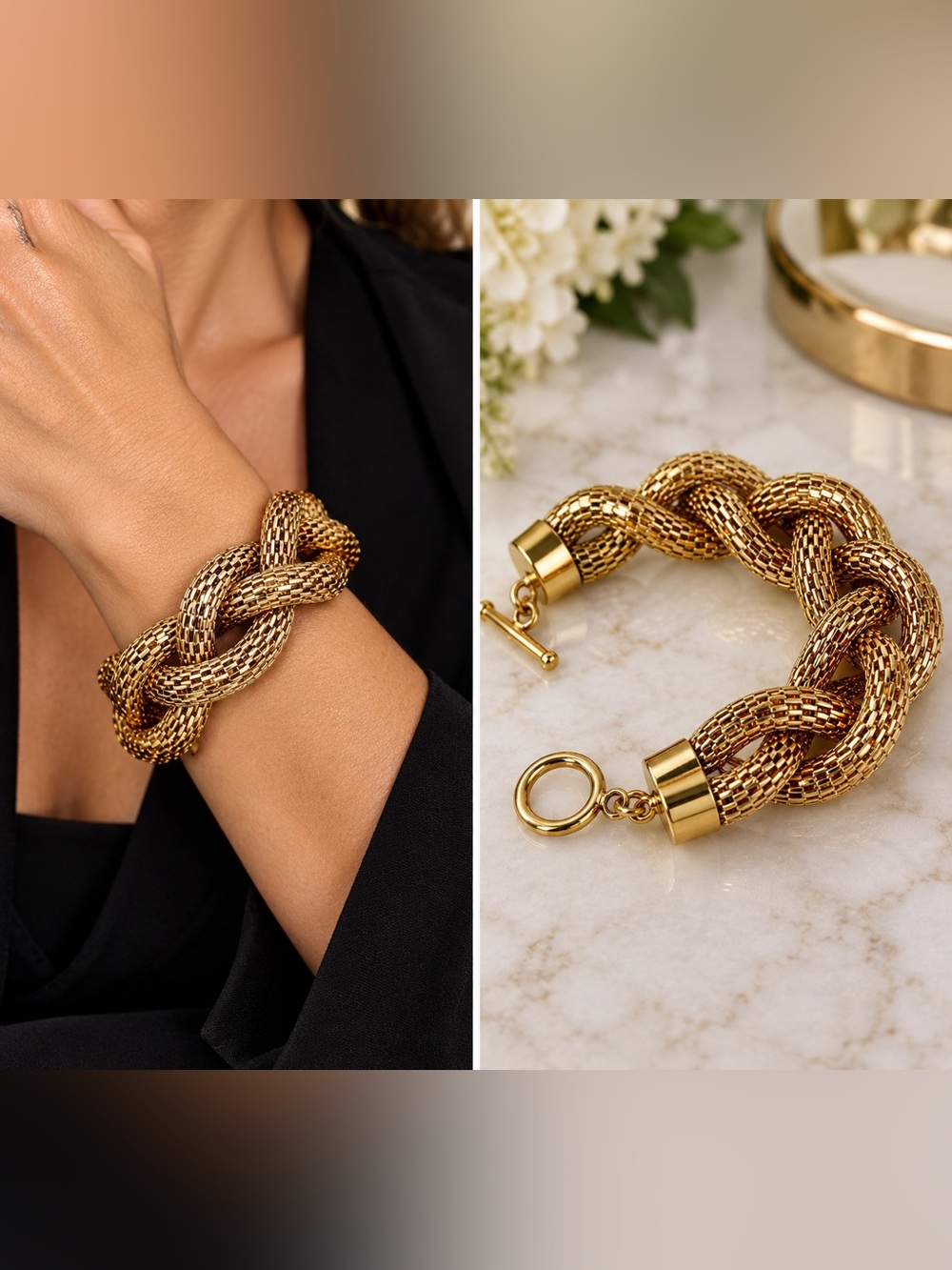 Gorgeous Gold Costume Weave Design Bracelet.